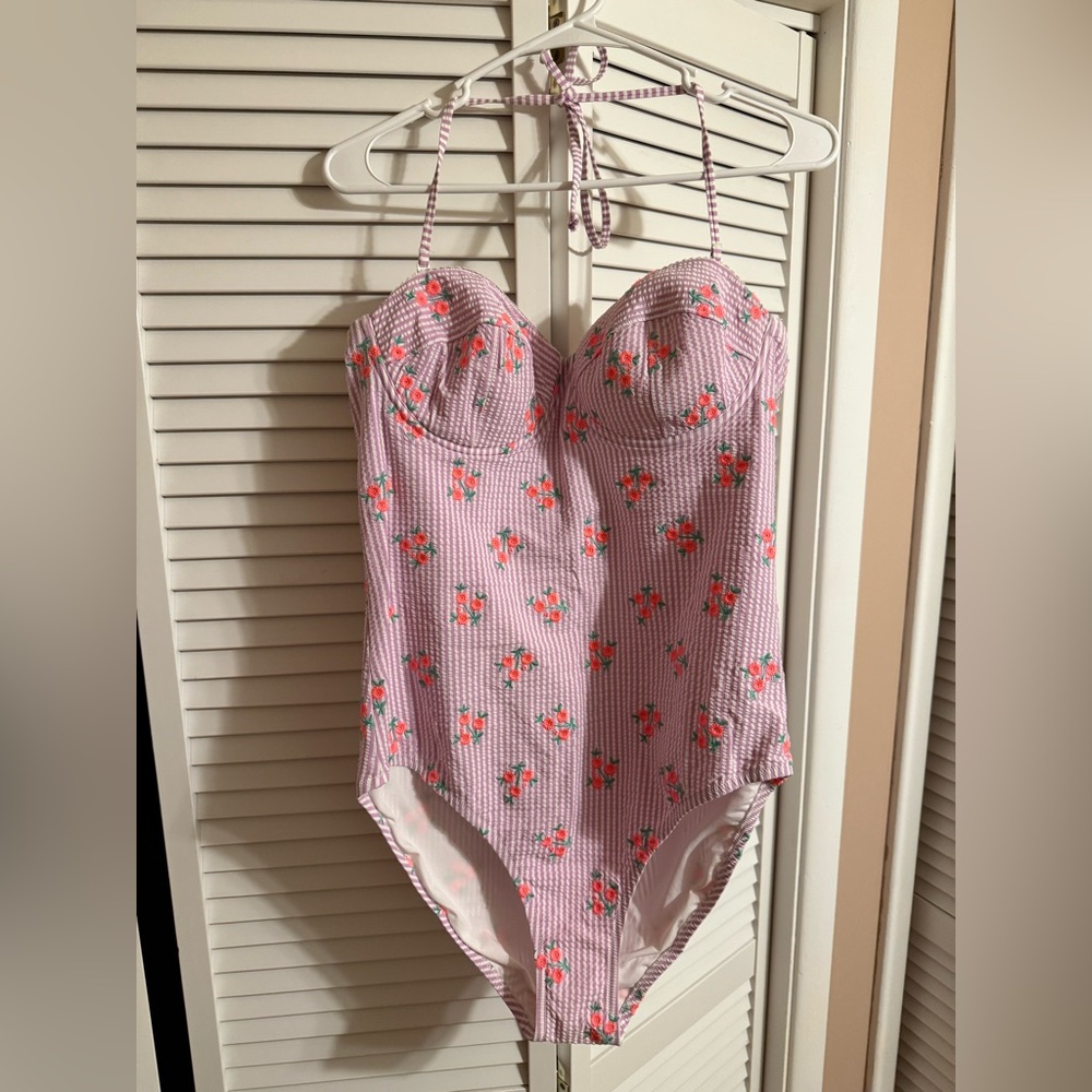 J. Crew Pink Floral One Piece Swimsuit